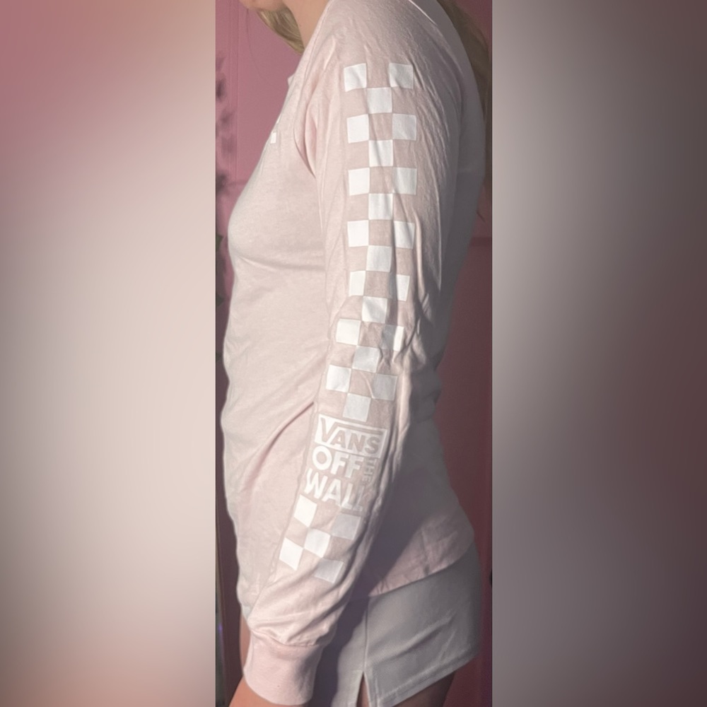 vans long sleeve pink tee